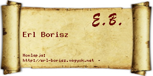 Erl Borisz névjegykártya